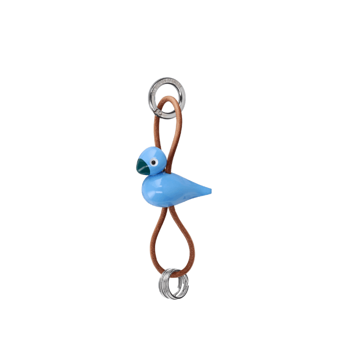 Kay Bojesen Bird Bag Charm, Blue/Natural Leather
