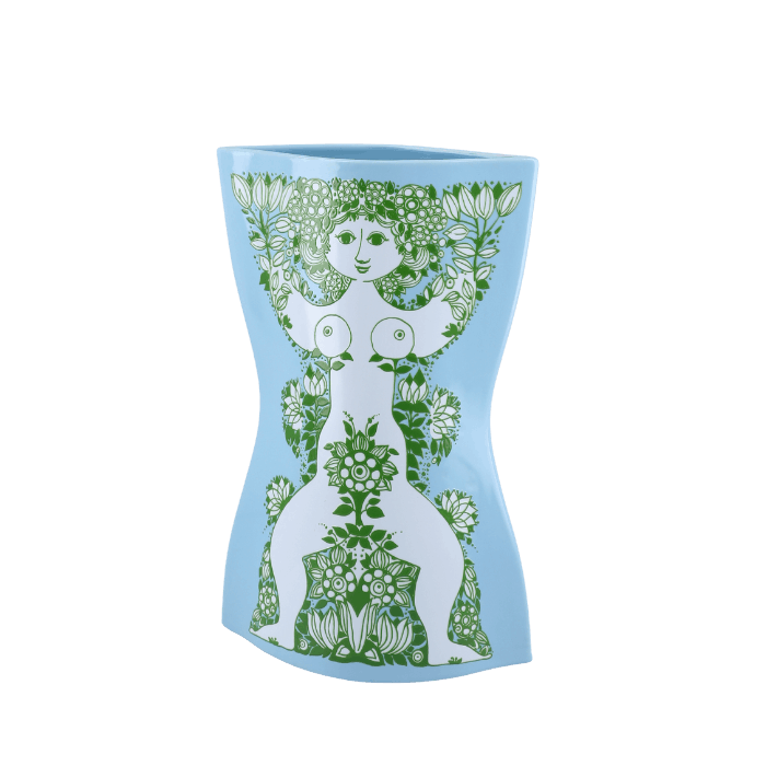 Bjørn Wiinblad Nina Vase, Light Blue/Green, H: 11.2"