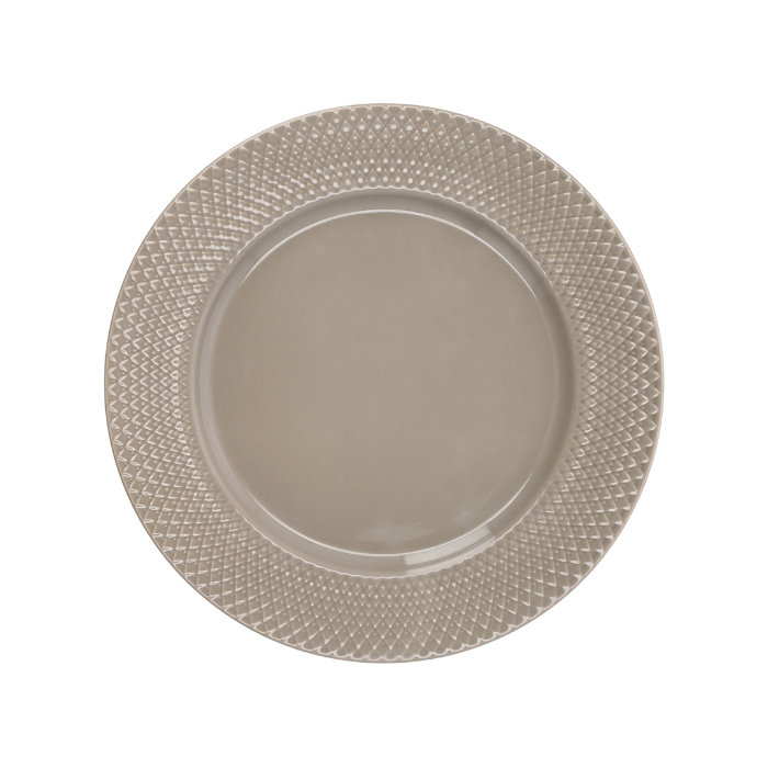 Lyngby Porcelæn Rhombe Earth Dinner Plate, Clay, Ø: 10.6"