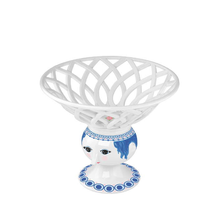 Bjørn Wiinblad Dora Fruit Bowl, Blue, Ø: 9.8"