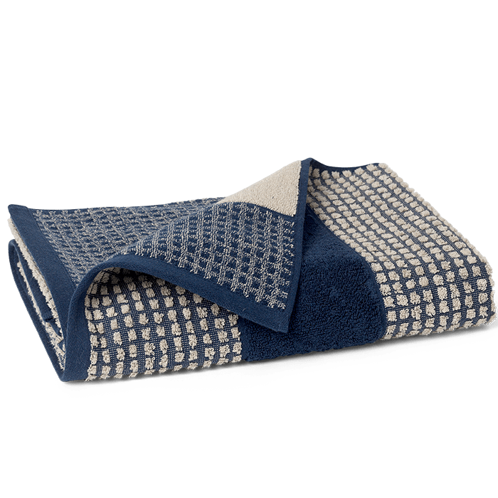JUNA Check Towels, Dark Blue/Sand