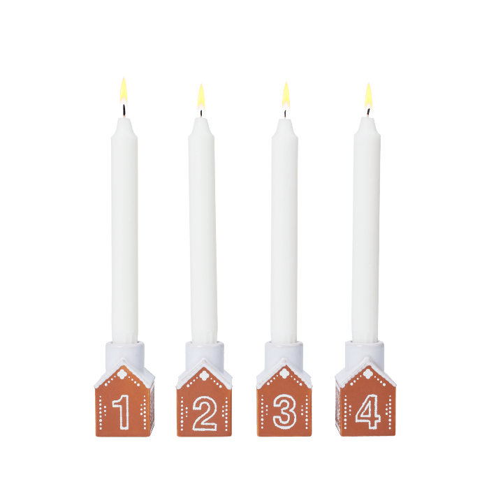 Kähler Gingerbread Advent Candle Holder, 4 Pcs.
