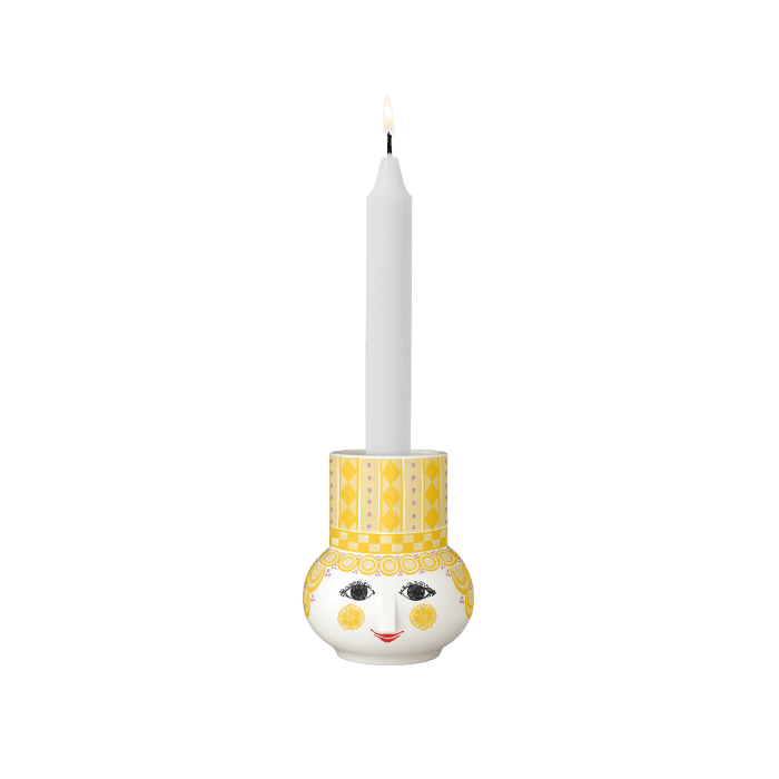 Bjørn Wiinblad Olga Candle Holder, Yellow, H: 3.5"