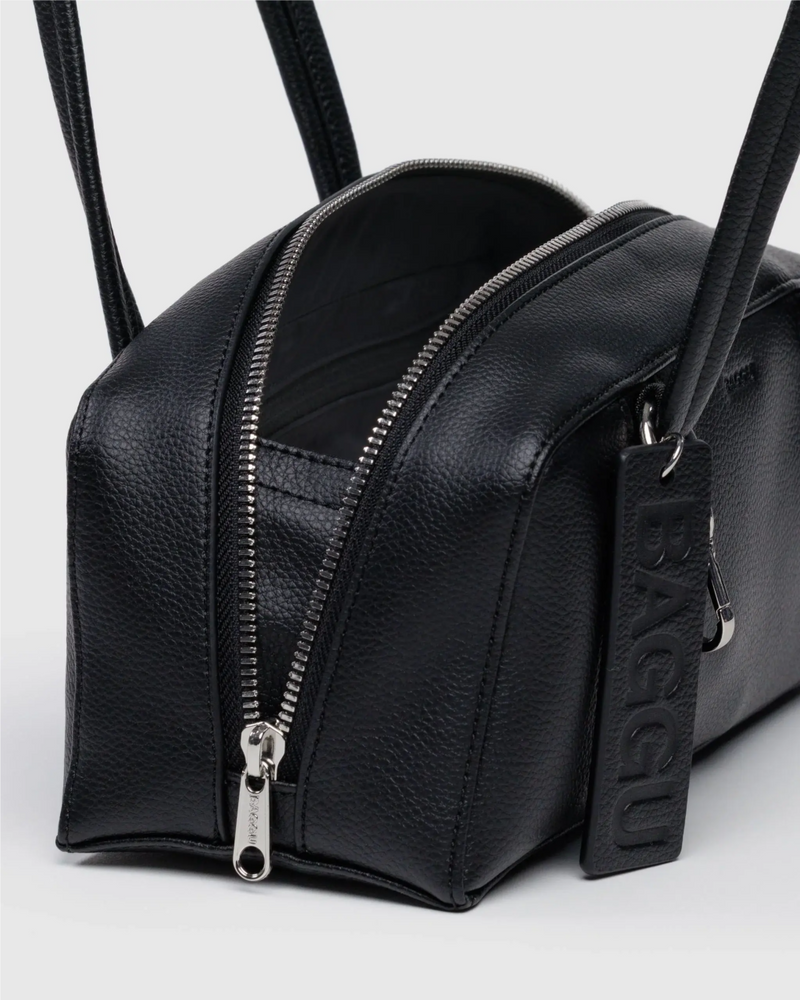 baggu black leather backpack Baggu Small Recycled Leather Bowler Bag – BrandsWalk