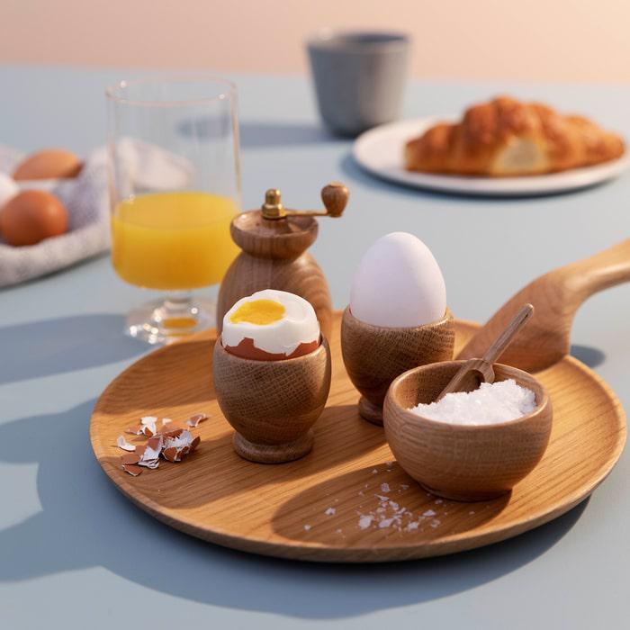 Kay Bojesen Menageri Egg cup, Oak, H: 2.2", 2 Pcs.