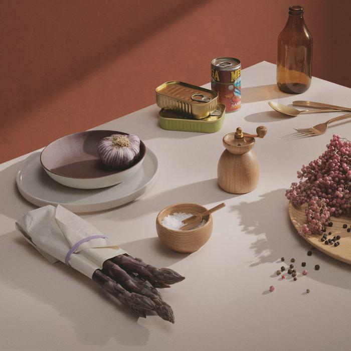 Kay Bojesen Menageri Salt Cellar With Spoon, Oak, H: 1.6"