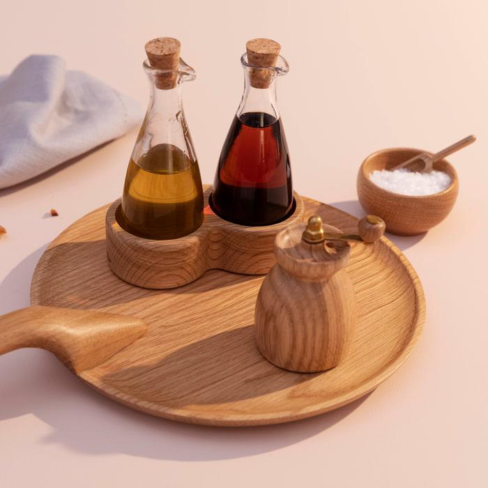 Kay Bojesen Menageri Oil And Vinegar Bottles, Oak, 3.7 Oz