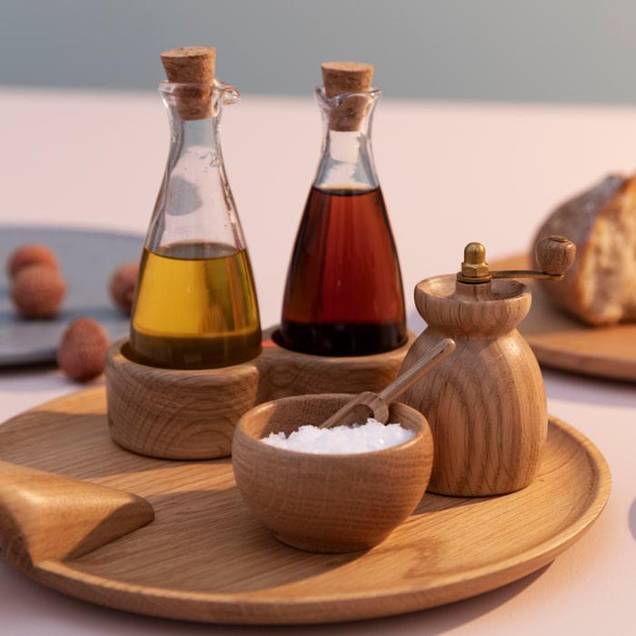 Kay Bojesen Menageri Salt Cellar With Spoon, Oak, H: 1.6"