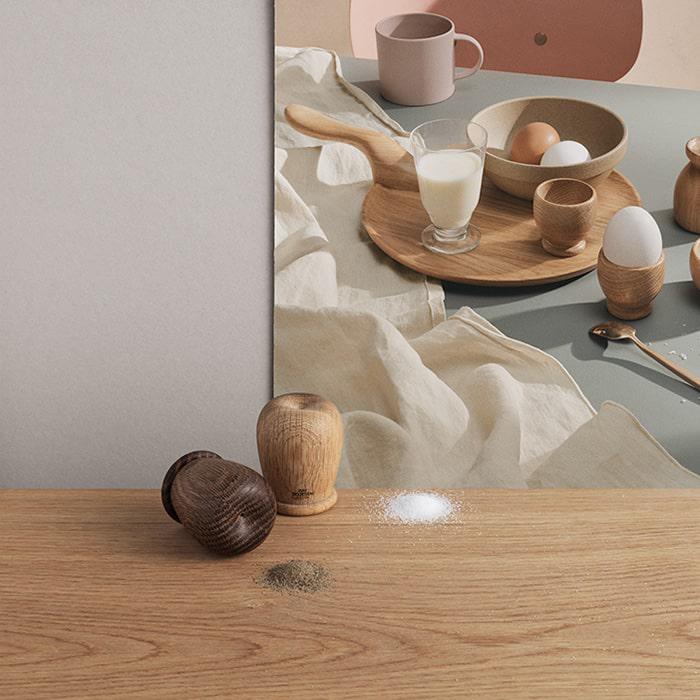Kay Bojesen Menageri Salt and Pepper Set, Oak/Smoked Oak, H: 2.4", 2 Pcs.