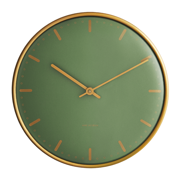Arne Jacobsen City Hall Wall Clock, Large, Green, Ø: 11.4”