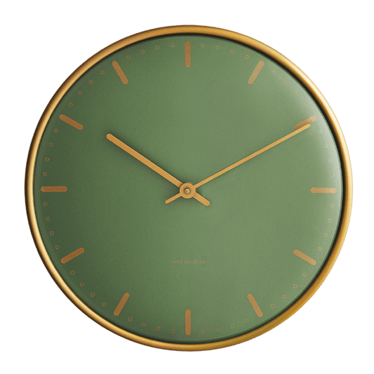 Arne Jacobsen City Hall Wall Clock, Large, Green, Ø: 11.4”