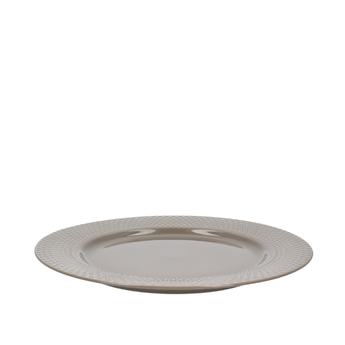 Lyngby Porcelæn Rhombe Earth Dinner Plate, Clay, Ø: 10.6"