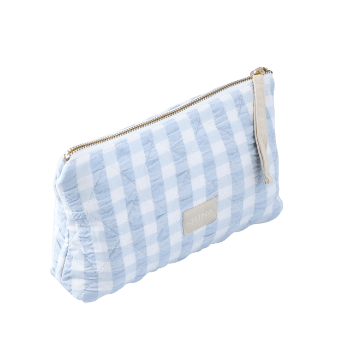 JUNA Nola Makeup Bag, White/Light Blue