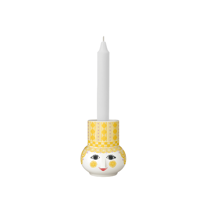 Bjørn Wiinblad Olga Candle Holder, Yellow, H: 3.5"