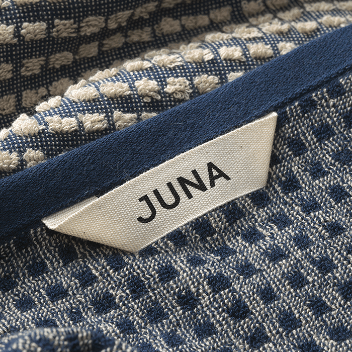 JUNA Check Towels, Dark Blue/Sand