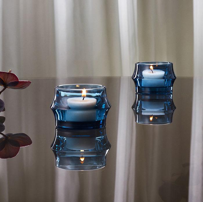 Holmegaard ARC Tealight Holder, Dark Blue, 2.8", 2 Pcs.