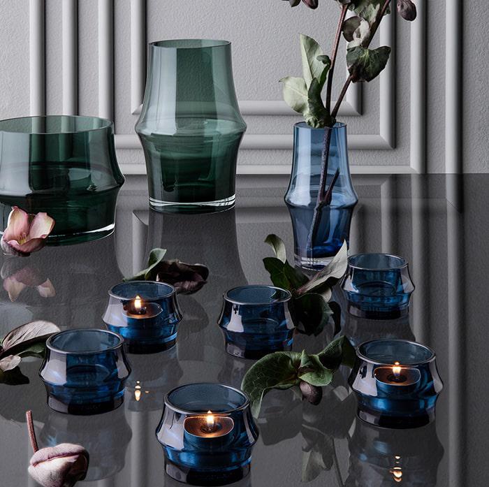 Holmegaard ARC Tealight Holder, Dark Blue, 2.8", 2 Pcs.
