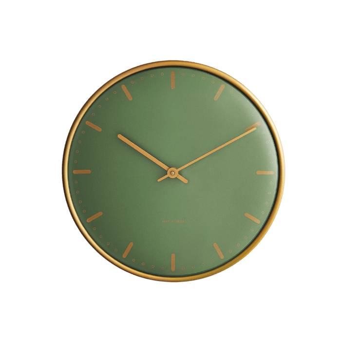 Arne Jacobsen City Hall Wall Clock, Medium, Green, Ø: 8.3”