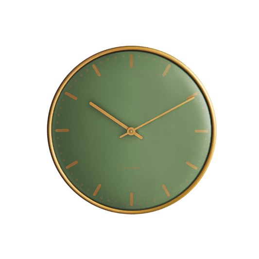 Arne Jacobsen City Hall Wall Clock, Medium, Green, Ø: 8.3”