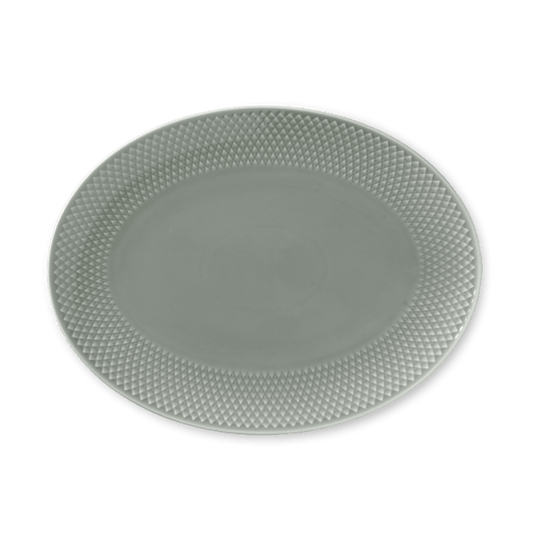 Lyngby Porcelæn Rhombe Earth Serving Dish, Moss, W: 11.2"