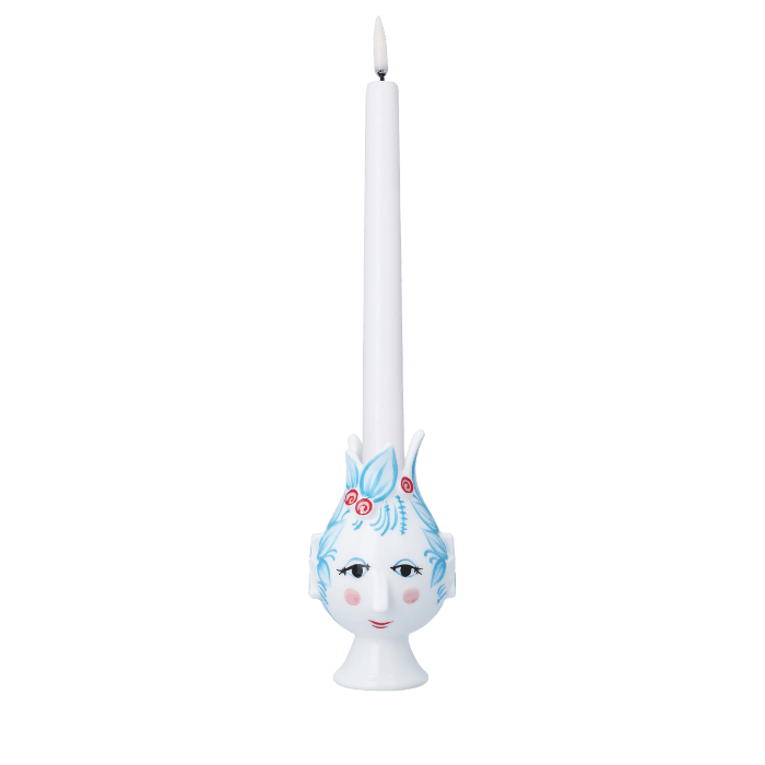 Bjørn Wiinblad Titania Candle Holder, Light Blue, H: 4.5"