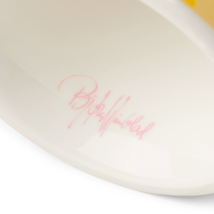 Bjørn Wiinblad Eva Flower Pot on Base, Pink/Yellow, H: 5.8"