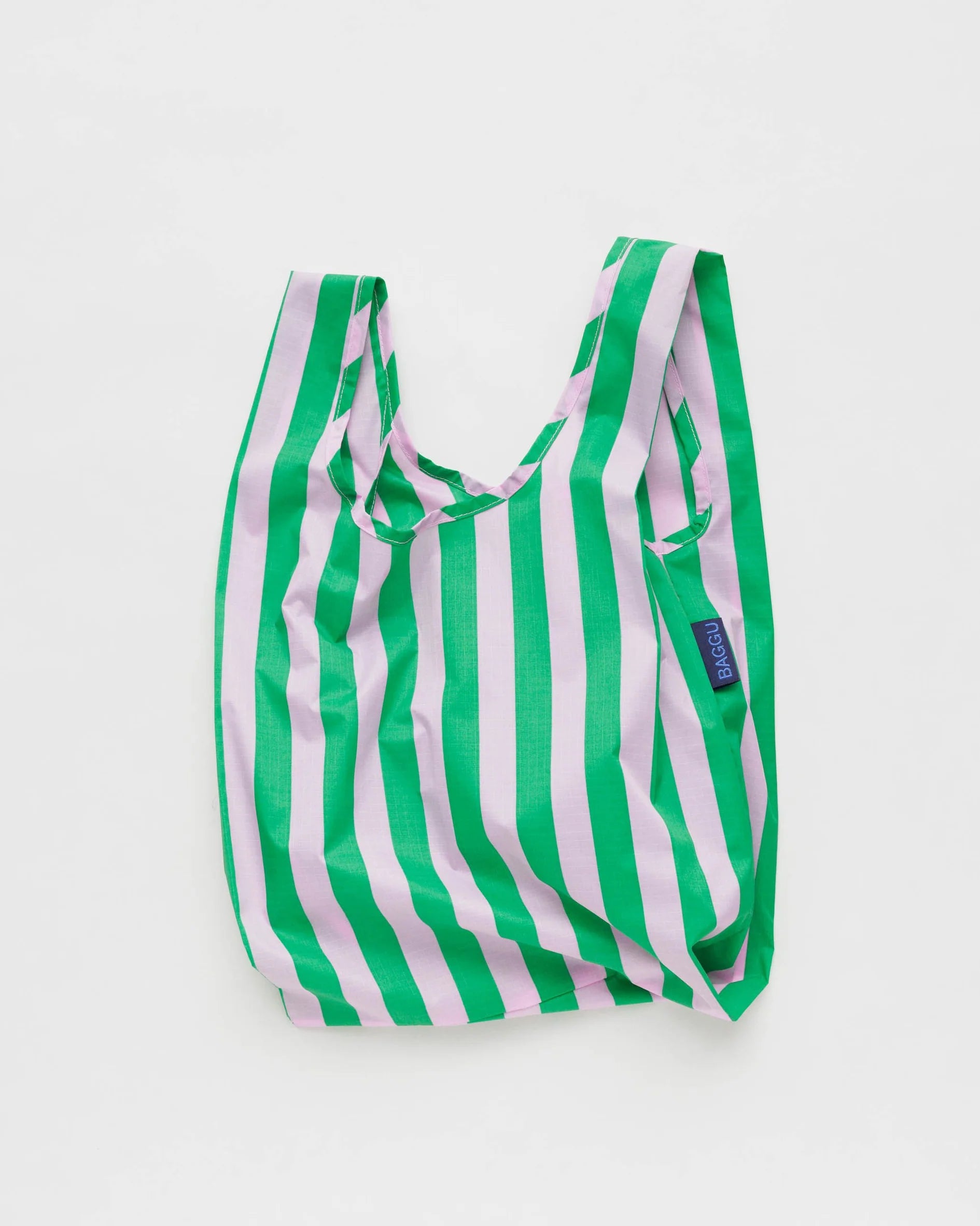 Baggu Baby Reusable Bag in 
| Pink Green Awning Stripe