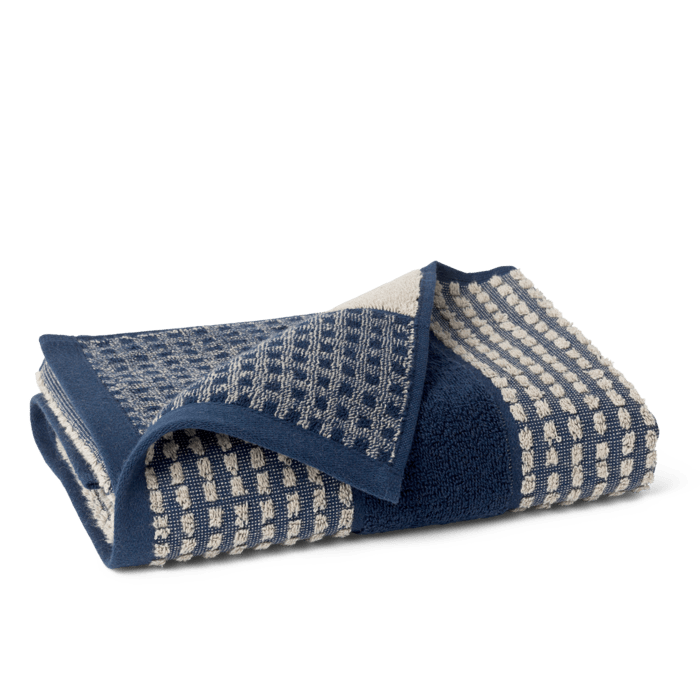 JUNA Check Towels, Dark Blue/Sand