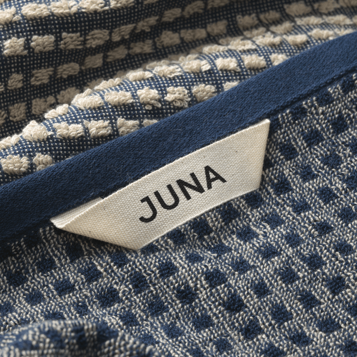 JUNA Check Towels, Dark Blue/Sand