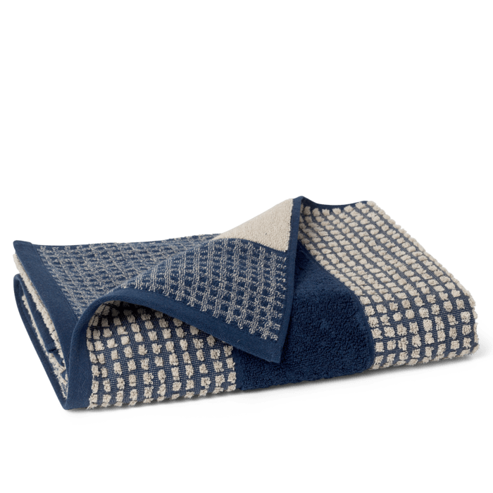 JUNA Check Towels, Dark Blue/Sand