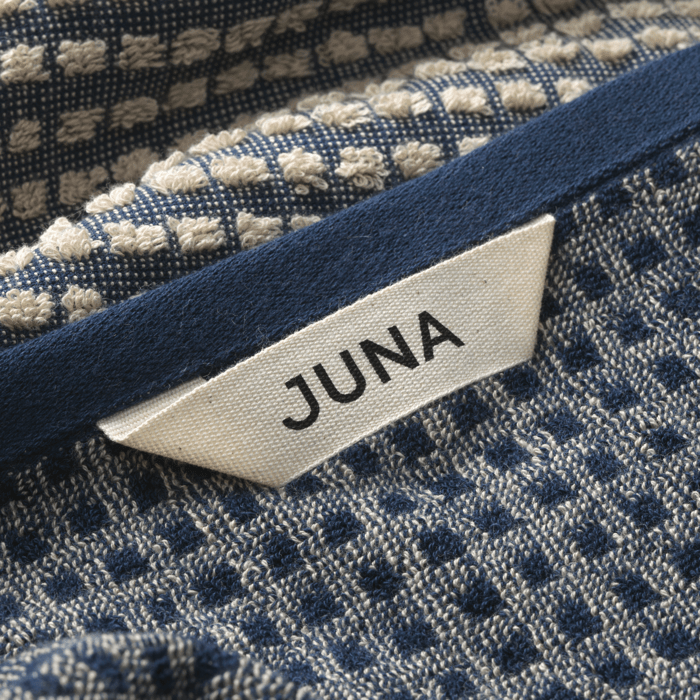 JUNA Check Towels, Dark Blue/Sand