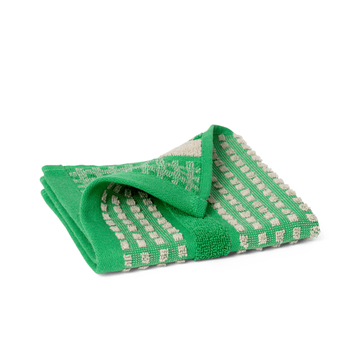 JUNA Check Towels, Green/Sand
