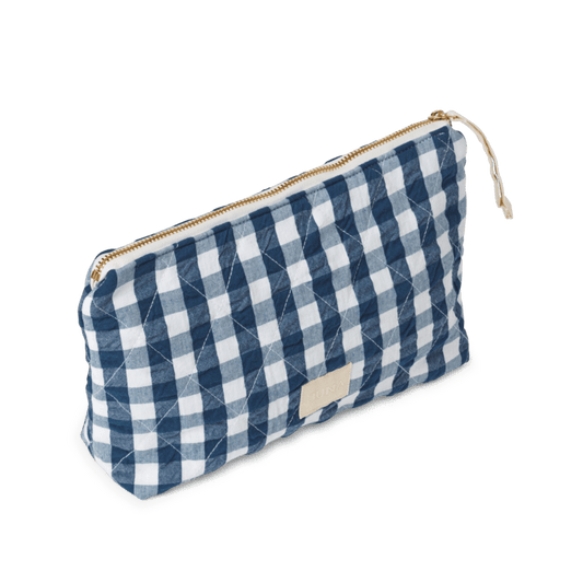 JUNA Nola Makeup Bag, Dark Blue/White