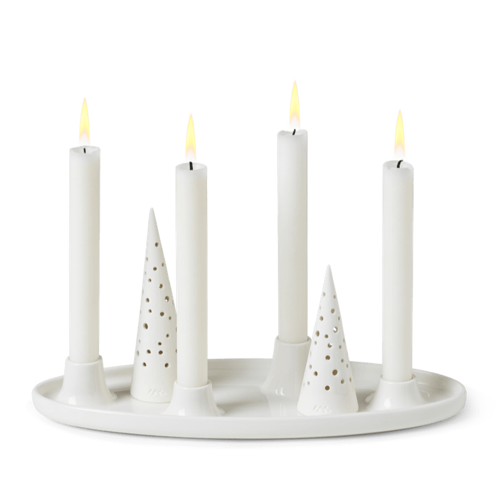 Kähler Nobili Oval Advent Candleholder, Snow White, W: 13.0"