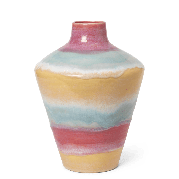 Kähler Poppery Vase with Apple, Pink/Mint/Yellow, H: 12.6"