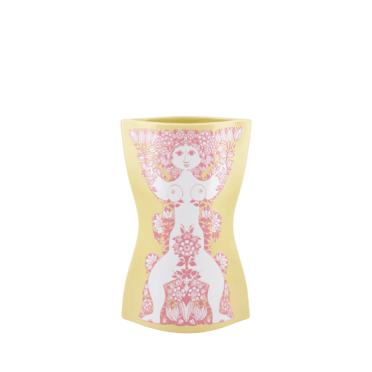 Bjørn Wiinblad Nina Vase, Yellow/Pink, H: 8.7"