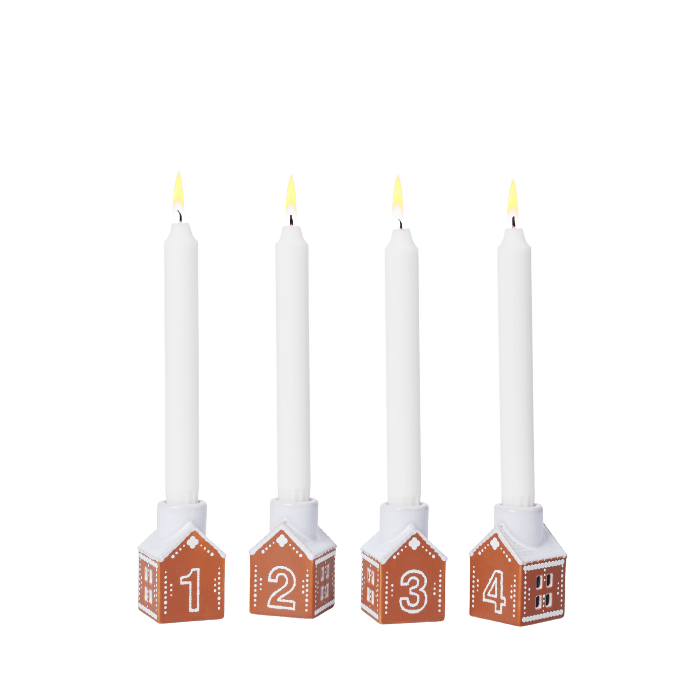 Kähler Gingerbread Advent Candle Holder, 4 Pcs.