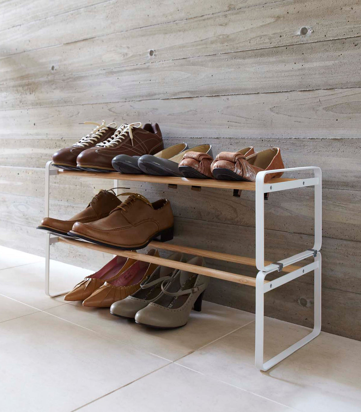 Stackable Shoe Rack (7" H)  - Steel + Wood
