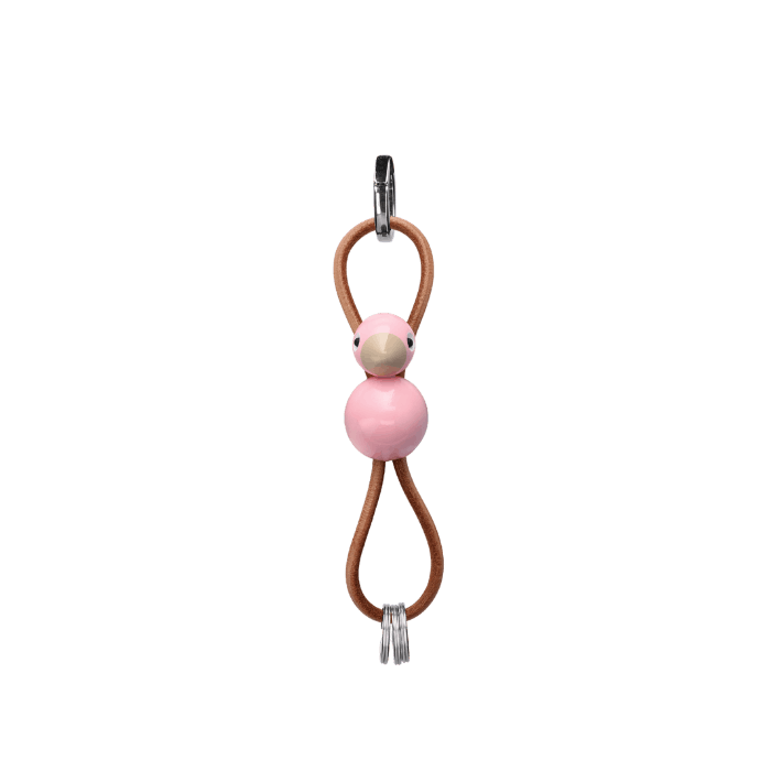 Kay Bojesen Bird Bag Charm, Rose/Natural Leather