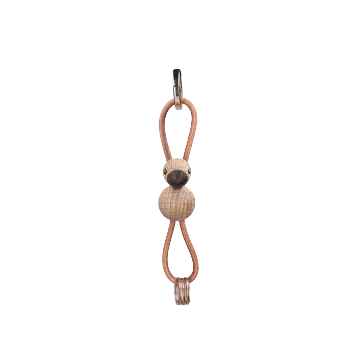 Kay Bojesen Bird Bag Charm, Gold/Natural Leather