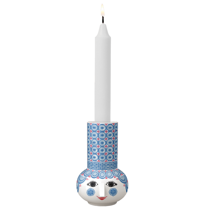 Bjørn Wiinblad Olga Candle Holder, Light Blue, H: 5.5"