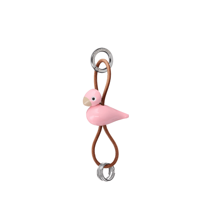 Kay Bojesen Bird Bag Charm, Rose/Natural Leather