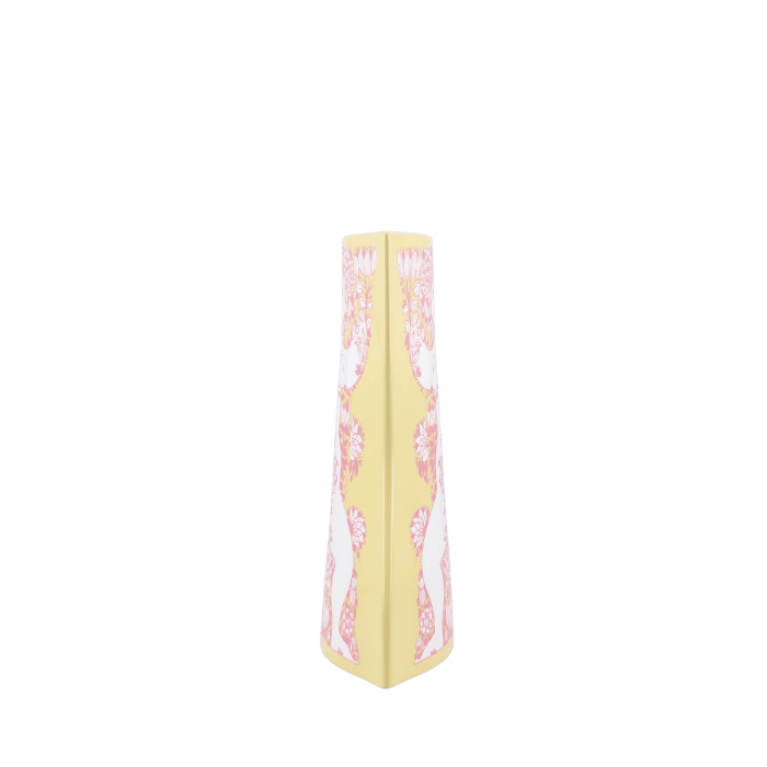 Bjørn Wiinblad Nina Vase, Yellow/Pink, H: 8.7"