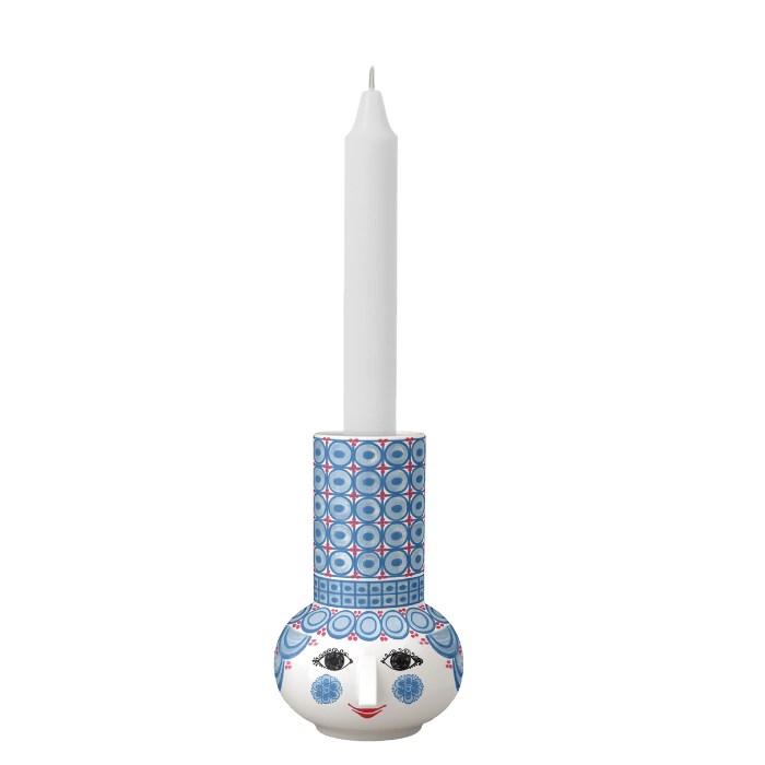 Bjørn Wiinblad Olga Candle Holder, Light Blue, H: 5.5"