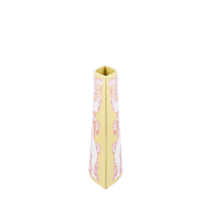Bjørn Wiinblad Nina Vase, Yellow/Pink, H: 8.7"