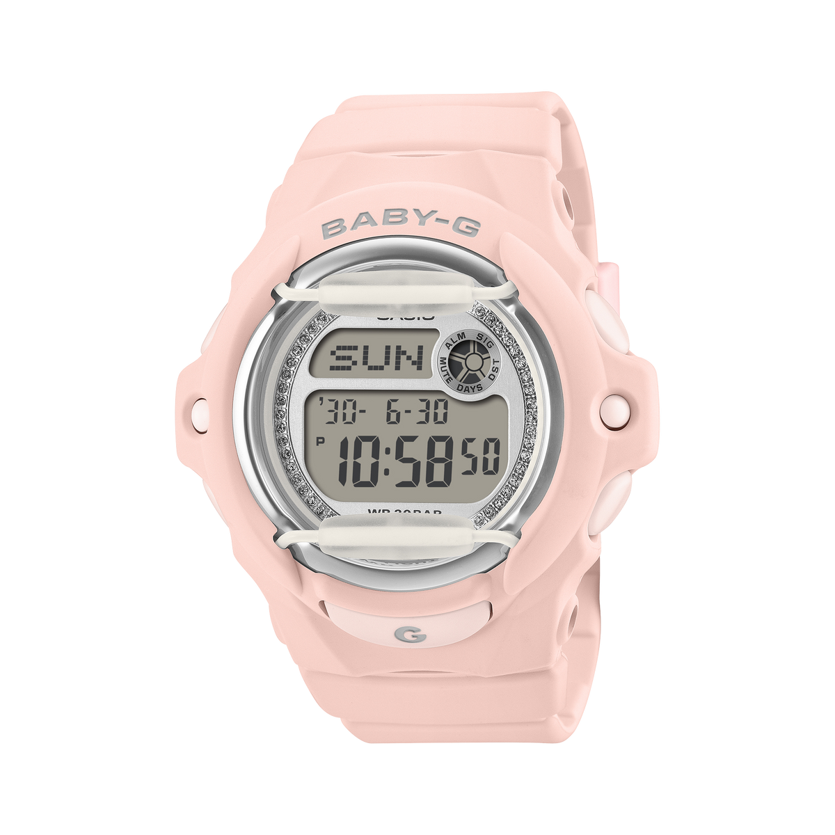 Casio BABY-G BG169KB-4 watch, front view | Light pink