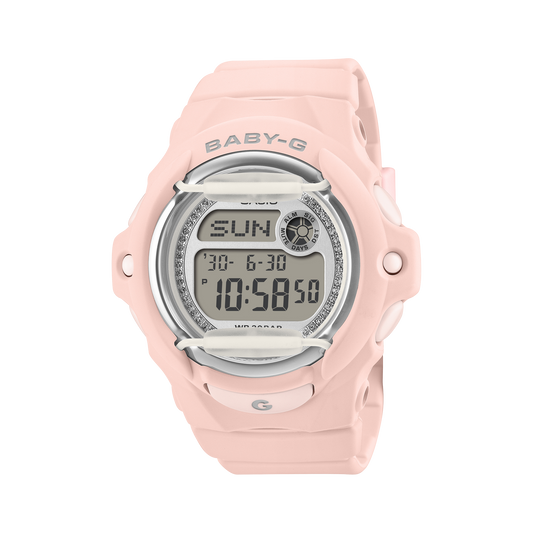 Casio BABY-G BG169KB-4 watch, front view | Light pink