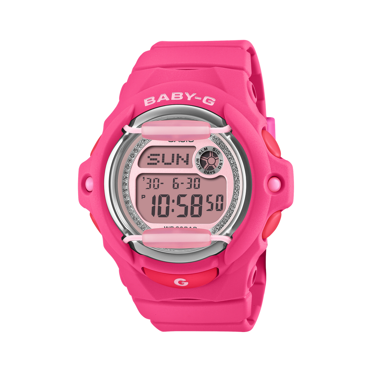 Casio BABY-G BG169KB-4B1 watch, front view | Hot pink