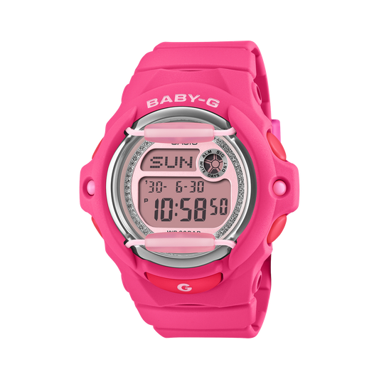 Casio BABY-G BG169KB-4B1 watch, front view | Hot pink