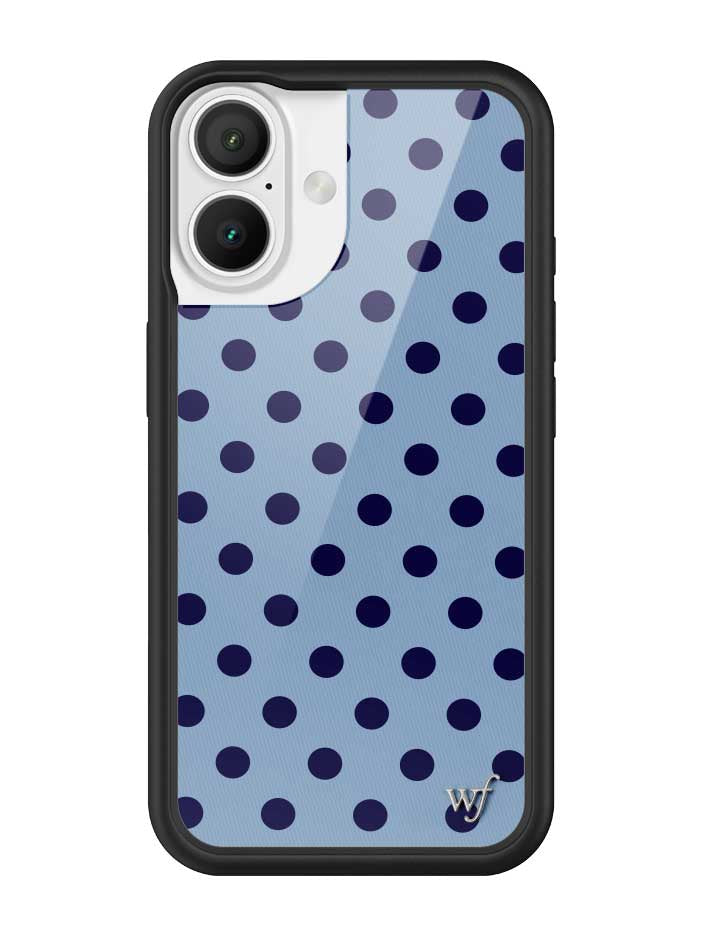 Wild Flower Polka Dot Blue and Navy Blue iPhone Case